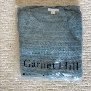 Garnet Hill Dusty Blue Ribbed Knit Sweater